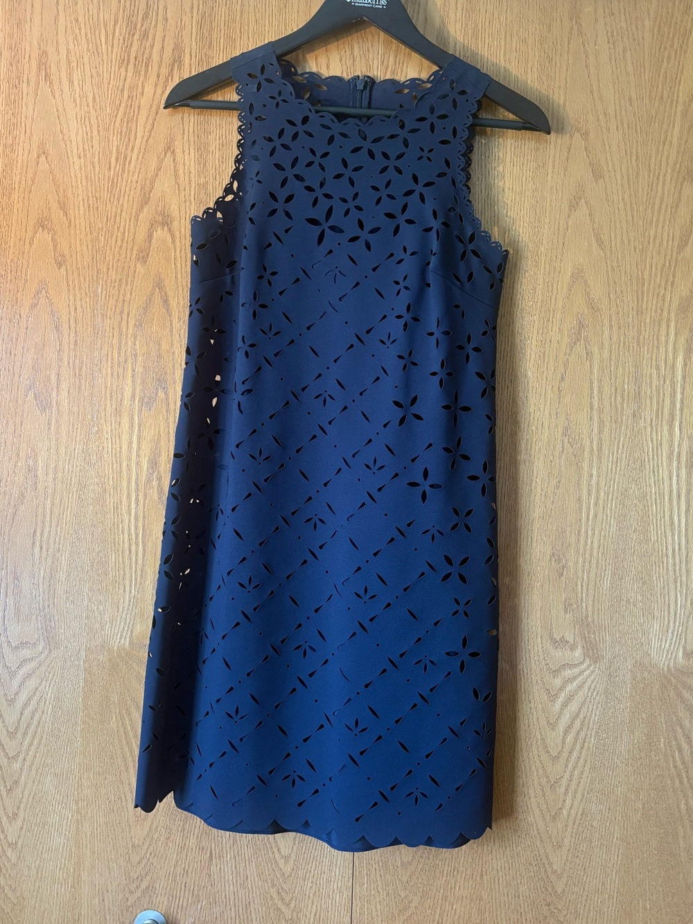 J. Crew Navy Laser-Cut Sleeveless Shift Dress